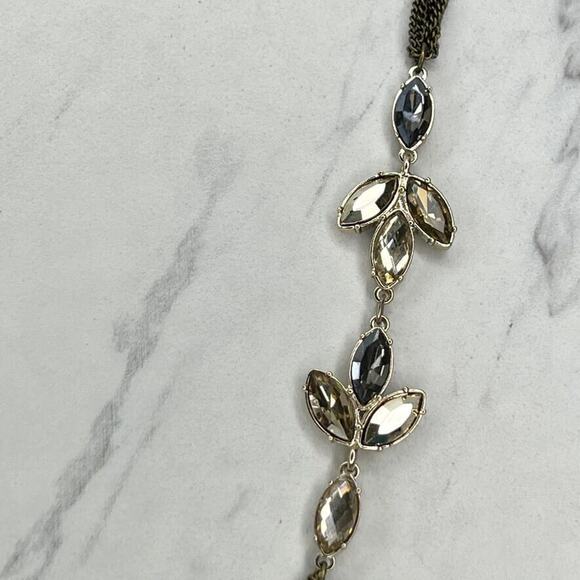 Ann Taylor Loft Rhinestone Silver and Gold Tone Long Chain Link Necklace - Picture 5 of 12